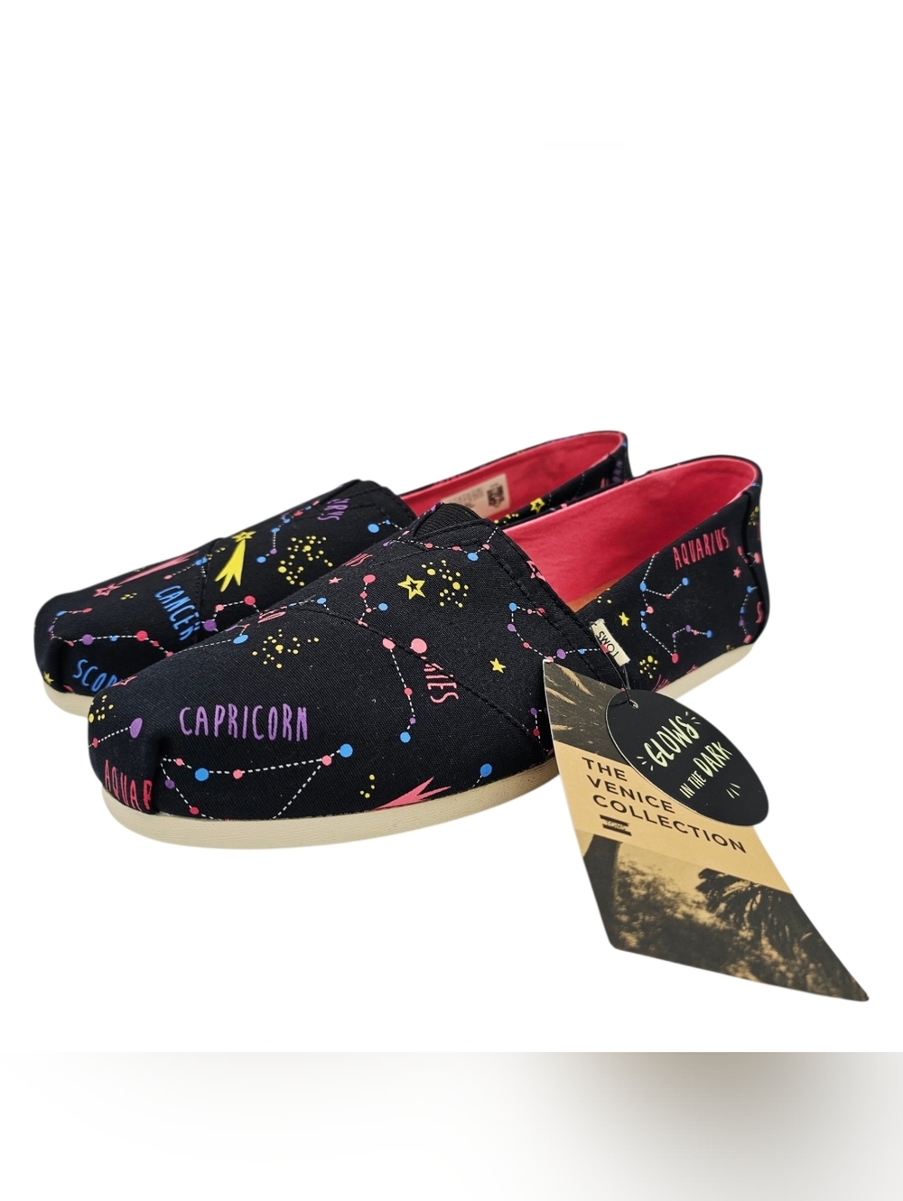 Toms Midnight Canvas Glow In The Dark Astrology Print Slip On Shoes NWT